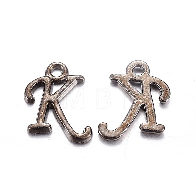 Gunmetal Plated Alloy Letter Pendants LS-PALLOY-J718-01B-K-1
