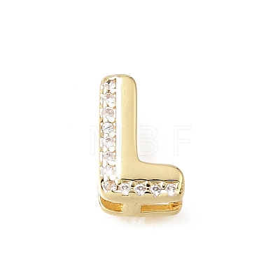 Brass Micro Pave Clear Cubic Zirconia Initial Spacer Bars KK-E802-34G-L-1