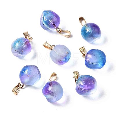 Two Tone Transparent Spray Painted Glass Pendants X-GLAA-N035-015-C06-1