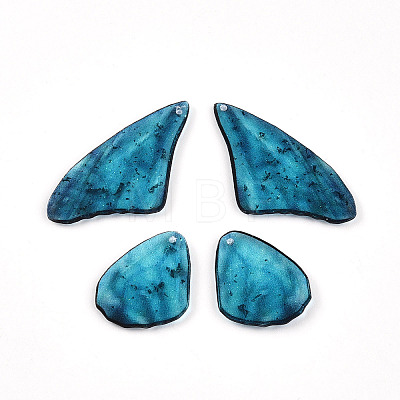 2 Pair 2 Sizes Epoxy Resin Butterfly Wing Pendants EJEW-TAC0021-03G-01-1