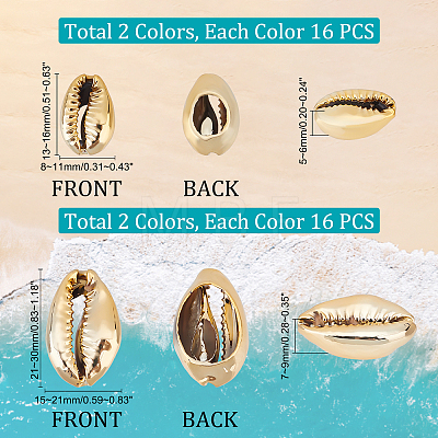   64Pcs 4 Styles Cowrie Shell Beads SHEL-PH0001-34-1