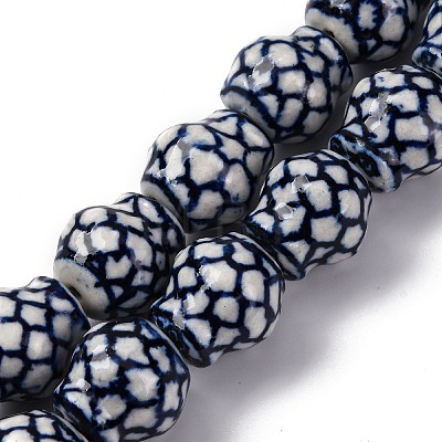Handmade Blue and White Porcelain Beads Strands PORC-I027-13A-1