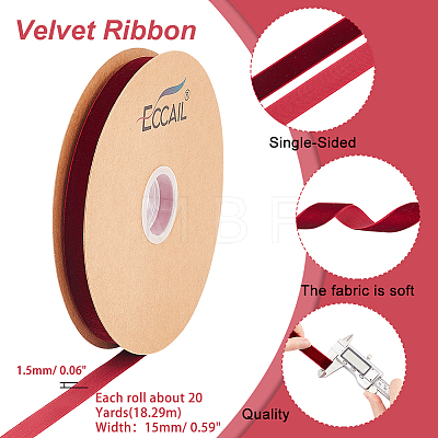 Single Face Velvet Ribbons OCOR-WH0080-14B-01-1