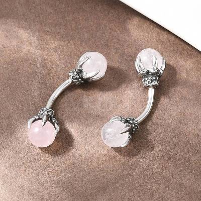 316 Stainless Steel Dragon Claw with Natural Stone Ball Curved Barbell Belly Rings AJEW-C044-06AS-03-1