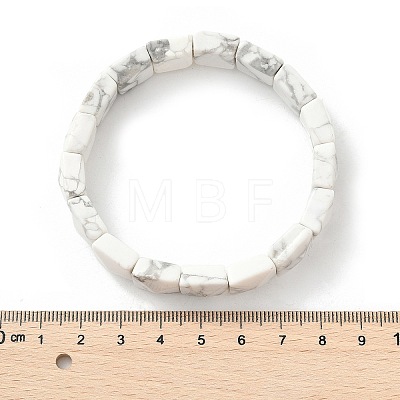 Square Synthetic Howlite Beads Stretch Bracelets for Women Men BJEW-C097-06V-1