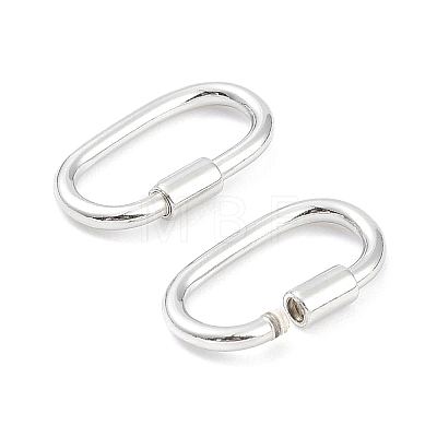 Rhodium Plated 925 Sterling Silver Locking Carabiner Clasps STER-K173-20S-01-1