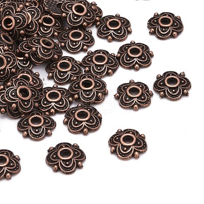 4-Petal Tibetan Style Alloy Flower Bead Caps LS-TIBE-S222-R-NR-1