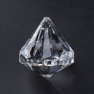 Transparent Acrylic Faceted Diamond Pendants DB28x31mmC01-1