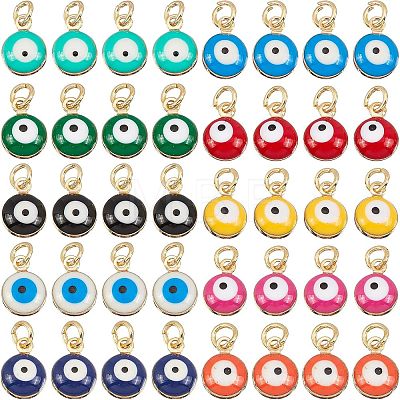 40Pcs 10 Colors Real 18K Gold Plated Plated Brass Enamel Beads KK-NB0001-45-1
