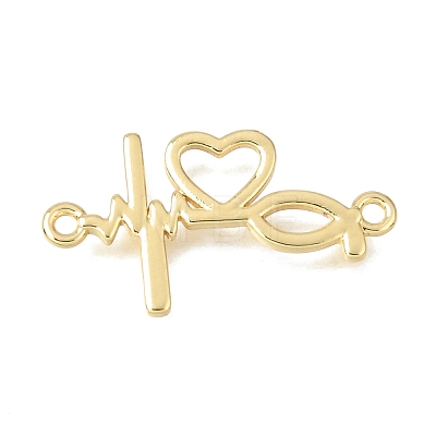 Brass Heart with Jesus Fish Links Connector Charms KK-C263-27B-G-1