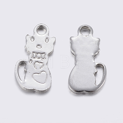 304 Stainless Steel Kitten Charms STAS-F159-50P-1