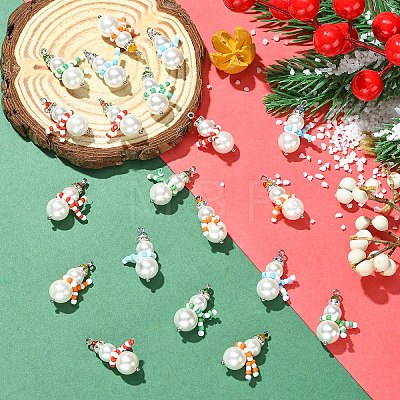 20Pcs 4 Styles Glass Seed & Shell Pearl Pendants PALLOY-YW00140-1