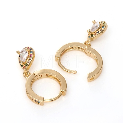 Brass Micro Pave Cubic Zirconia Huggie Hoop Earrings EJEW-G276-19G-1
