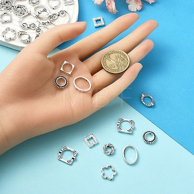 100Pcs 10 Styles Tibetan Style Alloy Bead Frames TIBEB-YW0001-27-1