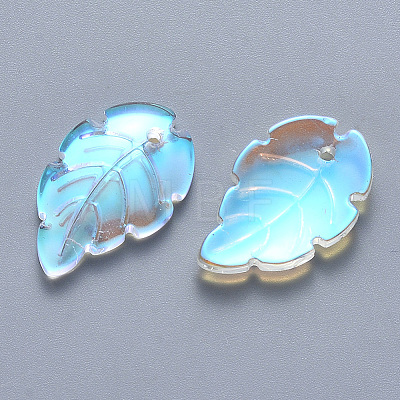 Transparent Spray Painted Glass Pendants LS-GLAA-T016-09-1
