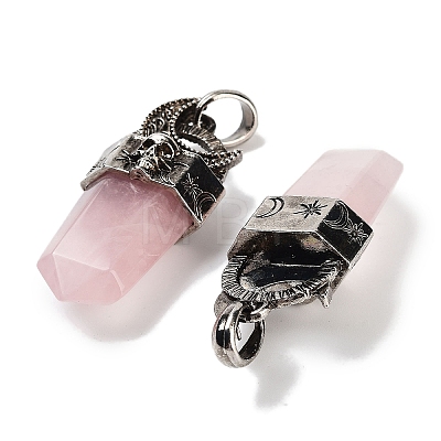 Natural Rose Quartz Faceted Sword Pendants G-Q163-01AS-06-1