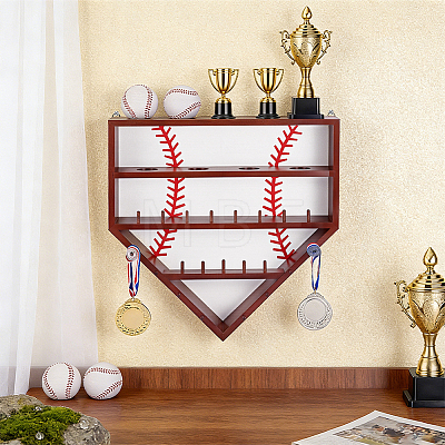 Wall-mounted Pine Wood Organizer Display Stands for Championship Rings RDIS-WH0016-25A-1