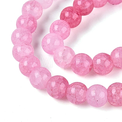 Ombre Effect Dyed Crackle Glass Beads Strands GLAA-Q106-01A-B08-1