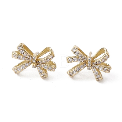 Bowknot Brass Stud Earrings EJEW-M245-03G-1