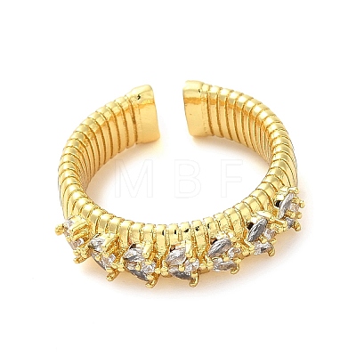 Brass Micro Pave Cubic Zirconia Cuff Rings RJEW-P102-14G-1