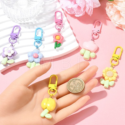 6Pcs Flower Resin Pendant Decorations HJEW-YW00056-1