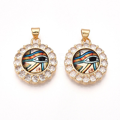 Brass Micro Pave Clear Cubic Zirconia Pendants for Women KK-T070-92A-02-1