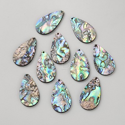 Natural Paua Shell/Abalone Shell Pendants SHEL-WH0008-09B-1