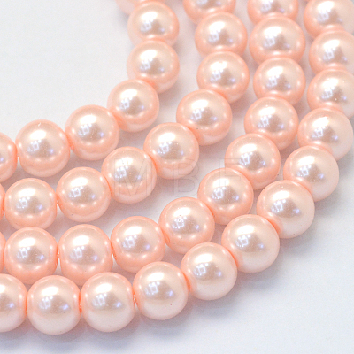 Baking Painted Pearlized Glass Pearl Round Bead Strands HY-Q330-8mm-05-1