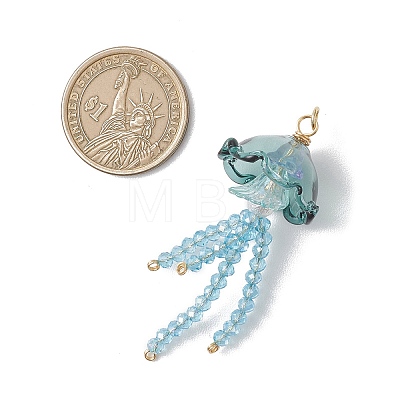 Glass with Acrylic Big Pendants PALLOY-JF04982-02-1