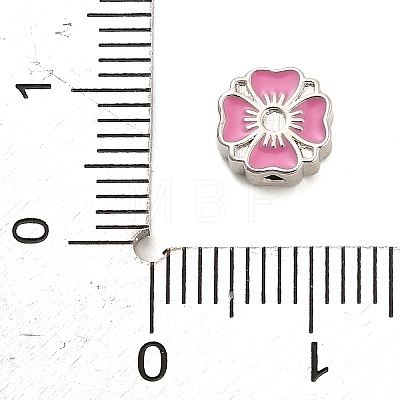 Flower Brass Enamel Bead Rhinestone Settings KK-H527-01P-03-1
