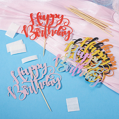 6Pcs 6 Colors Paper Cake Toppers FIND-TA0010-39-1