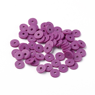 Flat Round Eco-Friendly Handmade Polymer Clay Beads CLAY-R067-6.0mm-05-1