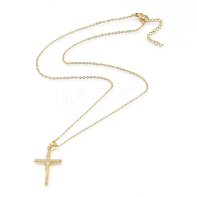 Easter Theme Brass Micro Pave Clear Cubic Zirconia Pendant Necklaces X-NJEW-L146-20G-1
