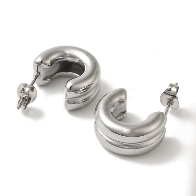 304 Stainless Steel C-Shaped Stud Earrings for Women EJEW-S237-09-1