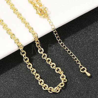 4MM Brass Textured Rolo Chain Necklaces for Men Women NJEW-L012-05G-1