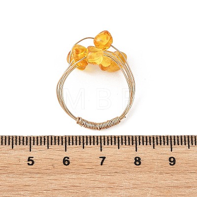 Natural Amber Finger Rings RJEW-JR01080-1