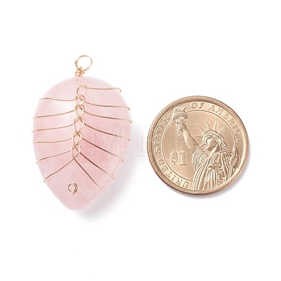 Natural Rose Quartz Pendants PALLOY-JF01293-04-1