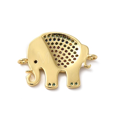 Rack Plating Brass Pave Cubic Zirconia Enamel Connector Charms X-KK-O142-16G-1