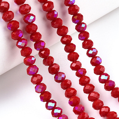 Electroplate Opaque Solid Color Glass Beads Strands X1-EGLA-A034-P6mm-L21-1