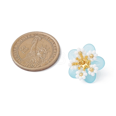Glass Seed Beaded Flower Pendants PALLOY-MZ01128-01-1