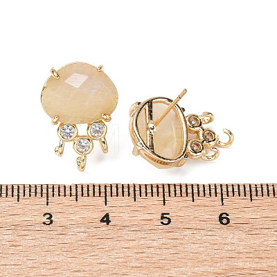 Brass Micro Pave Cubic Zirconia Stud Earring Findings with Natural Moonstone KK-Z096-05G-13-1