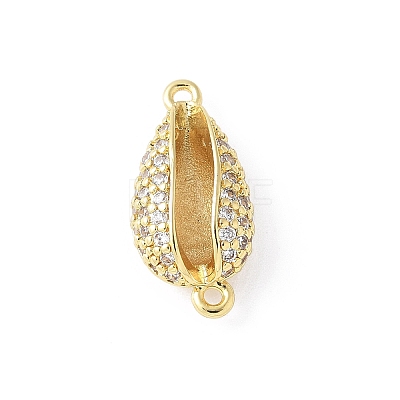 Brass Micro Pave Clear Cubic Zirconia Shell Shaped Links Connector Charms KK-K399-03A-G-1