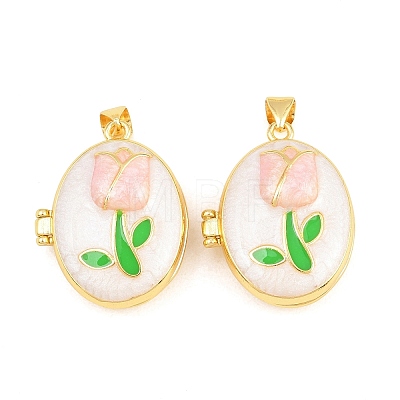 Brass Locket Pendants KK-D232-09G-1
