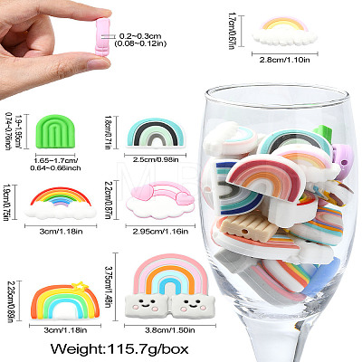 20Pcs 20 Styles Rainbow Food Grade Eco-Friendly Silicone Focal Beads SIL-CJ0001-78-1