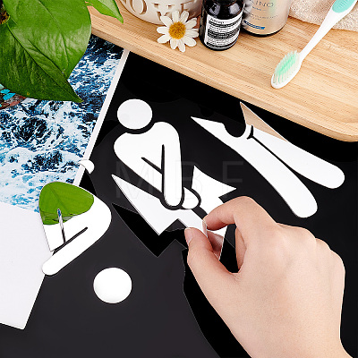 3D Plastic Self-Adhesive Man & Woman Pattern Mirror WC Sign DIY-WH0308-145C-1