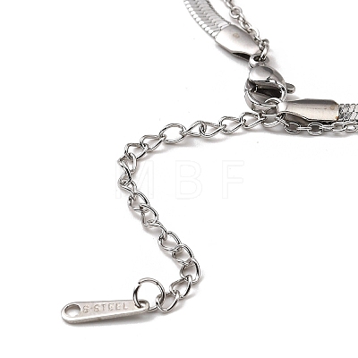 304 Stainless Steel Trinity Knot 2-Strand Square Snake Chains Bracelets for Women BJEW-Q335-03P-1
