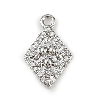 Brass Micro Pave Clear Cubic Zirconia Pendants KK-L238-21P-1