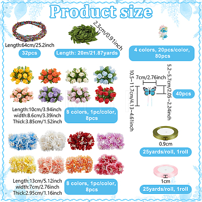 16Pcs Cloth Artificial Carnations Flower Bouquet AJEW-OC0016-36-1