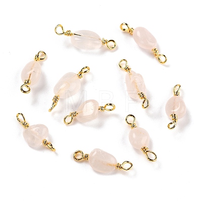 Natural Rose Quartz Links Connectors G-K316-02E-G-RS-1