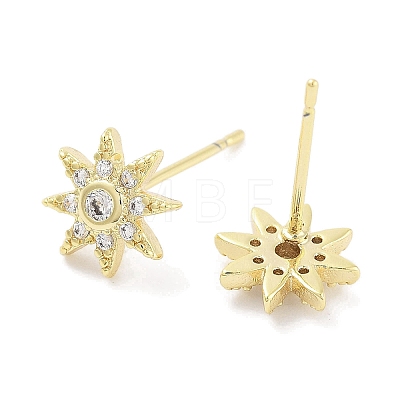 Brass Micro Pave Clear Cubic Zirconia Stud Earrings for Women EJEW-S217-E06-1